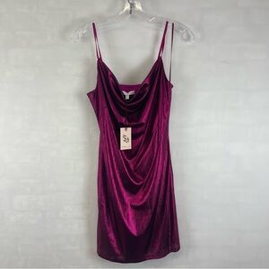 Sincerely Jules Hot Pink Metallic Mini Dress Size Medium NWT